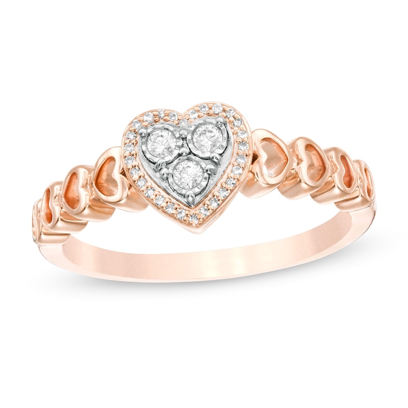 Cherished Promise Collection™ 1/8 CT. T.W. Diamond Heart Frame Promise Ring in 10K Rose Gold