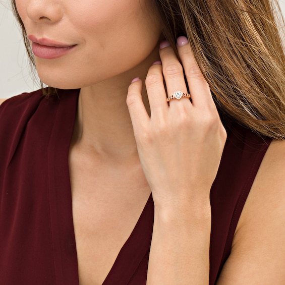 Cherished Promise Collectionâ¢ 1/8 CT. T.w. Diamond Heart Frame Promise Ring in 10K Rose Gold