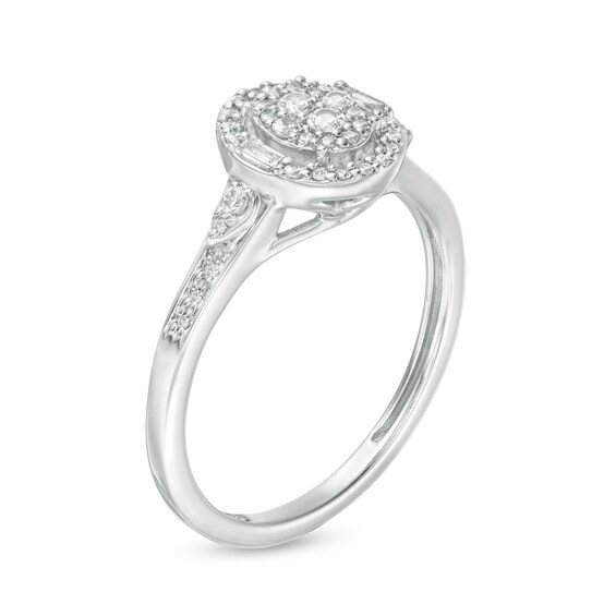 Cherished Promise Collectionâ¢ 1/4 CT. T.w. Composite Diamond Oval Frame Promise Ring in 10K White Gold