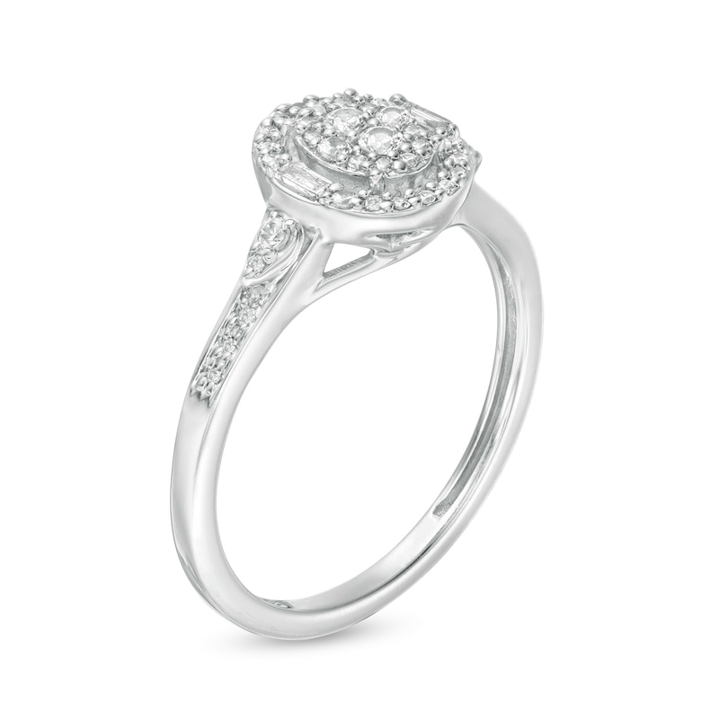 Main Image 3 of Cherished Promise Collection™ 1/4 CT. T.W. Composite Diamond Oval Frame Promise Ring in 10K White Gold