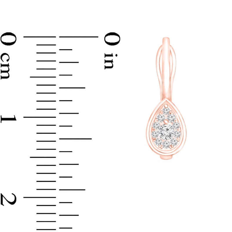 Main Image 3 of 1/8 CT. T.W. Composite Diamond Pear-Shaped Frame Drop Earrings in 10K Rose Gold