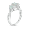 Thumbnail Image 3 of Heart-Shaped Lab-Created Opal and Diamond Accent Frame Split Shank Ring in Sterling Silver
