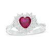 Thumbnail Image 1 of 6.0mm Heart-Shaped Lab-Created Ruby and White Sapphire Shadow Frame Ring in Sterling Silver