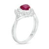 6.0mm Heart-Shaped Lab-Created Ruby and White Sapphire Shadow Frame Ring in Sterling Silver