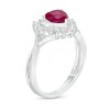 Thumbnail Image 3 of 6.0mm Heart-Shaped Lab-Created Ruby and White Sapphire Shadow Frame Ring in Sterling Silver