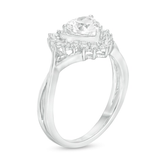 6.0mm Heart-Shaped Lab-Created White Sapphire Shadow Frame Ring in Sterling Silver 6.0mm Heart-Shaped Lab-Created White Sapphire Shadow Frame Ring in Sterling Silver