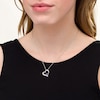 Thumbnail Image 2 of 5.0mm Blue Lab-Created Sapphire and Diamond Accent Tilted Heart Pendant in Sterling Silver