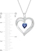 Thumbnail Image 3 of 5.0mm Lab-Created Blue Sapphire and Diamond Accent Heart Pendant in Sterling Silver