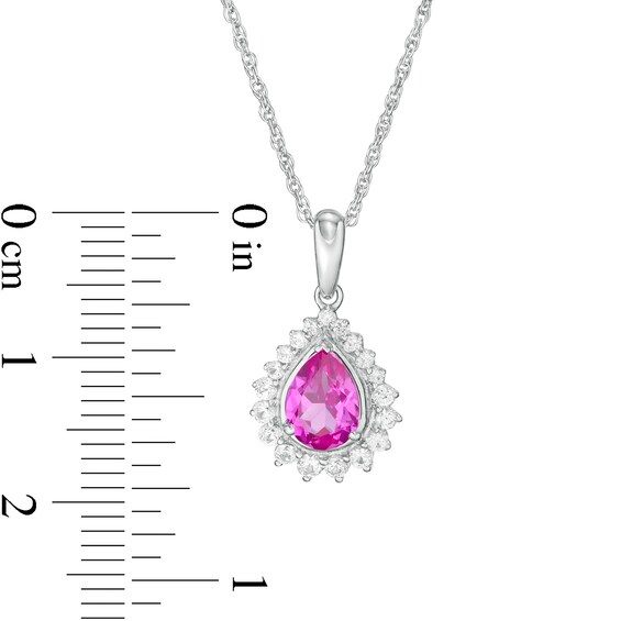 Pear-Shaped Lab-Created Pink and White Sapphire Shadow Frame Pendant in Sterling Silver Pear-Shaped Lab-Created Pink and White Sapphire Shadow Frame Pendant in Sterling Silver