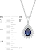 Thumbnail Image 2 of Pear-Shaped Lab-Created Blue and White Sapphire Shadow Frame Pendant in Sterling Silver
