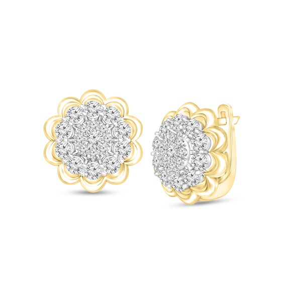 1-3/8 CT. T.W. Composite Diamond Frame Flower Stud Earrings in 10K Gold 1-3/8 CT. T.W. Composite Diamond Frame Flower Stud Earrings in 10K Gold