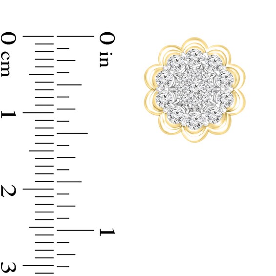 1-3/8 CT. T.W. Composite Diamond Frame Flower Stud Earrings in 10K Gold 1-3/8 CT. T.W. Composite Diamond Frame Flower Stud Earrings in 10K Gold