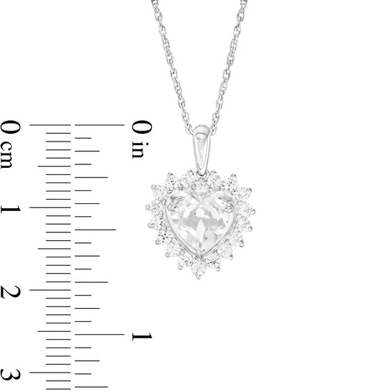 7.0mm Heart-Shaped Lab-Created White Sapphire Shadow Frame Pendant in Sterling Silver