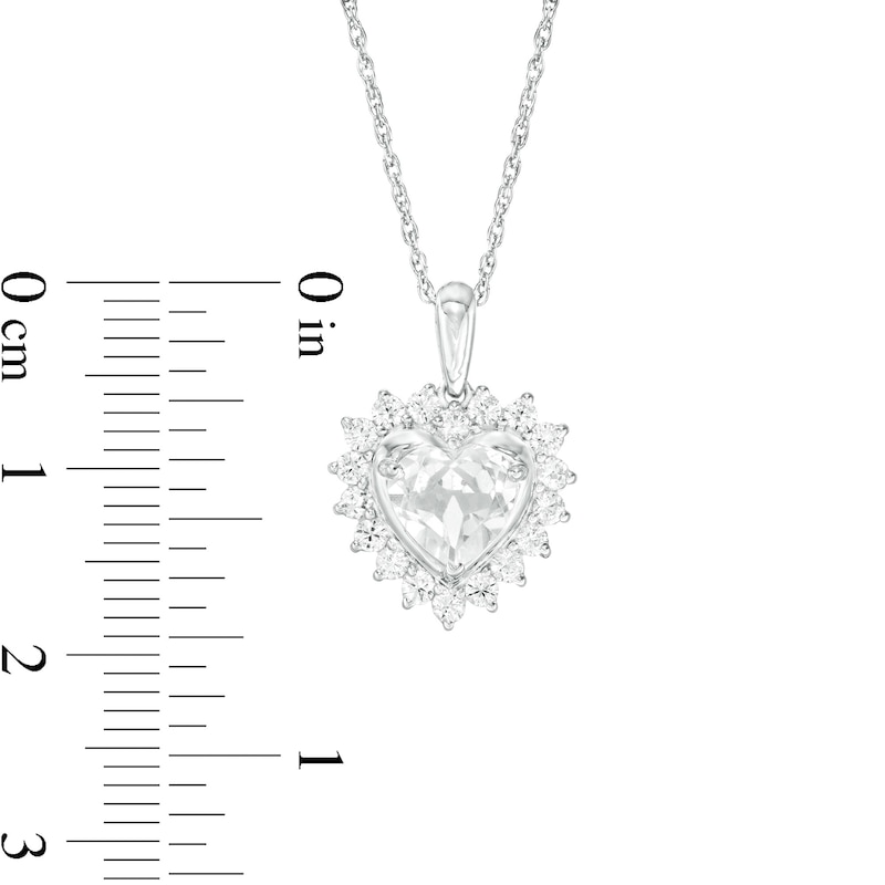 Main Image 3 of 7.0mm Heart-Shaped Lab-Created White Sapphire Shadow Frame Pendant in Sterling Silver