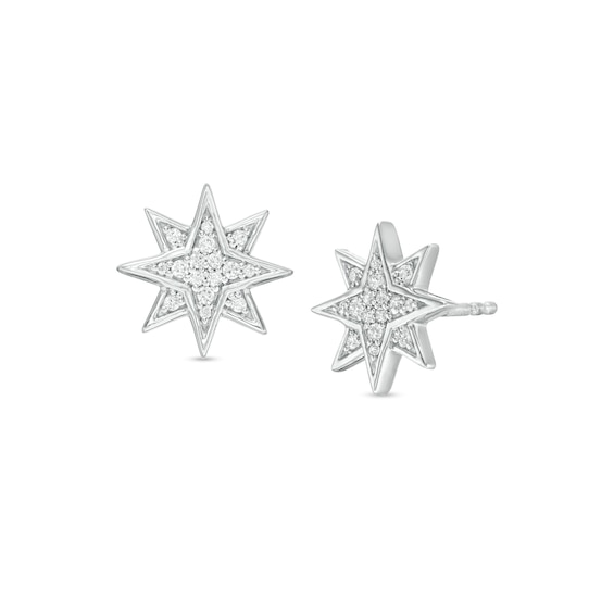 1/6 CT. T.w. Diamond Eight-Point Star Stud Earrings in Sterling Silver