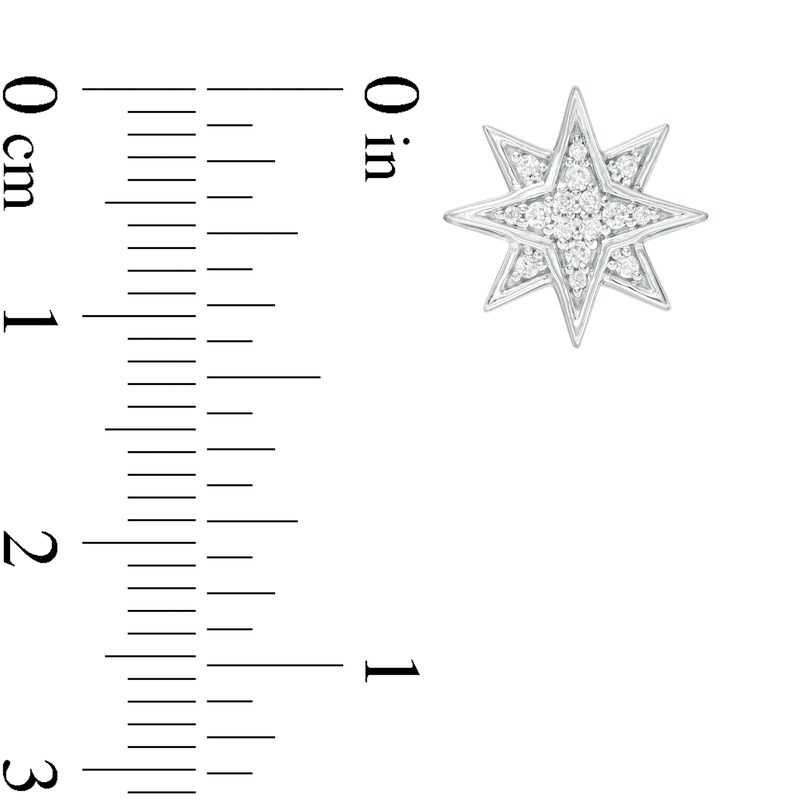 Main Image 3 of 1/6 CT. T.W. Diamond Eight-Point Star Stud Earrings in Sterling Silver