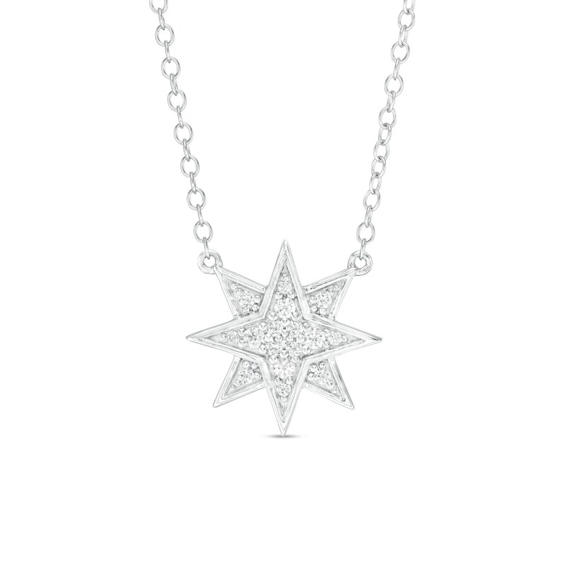 Main Image 1 of 1/8 CT. T.W. Diamond Eight-Point Star Necklace in Sterling Silver