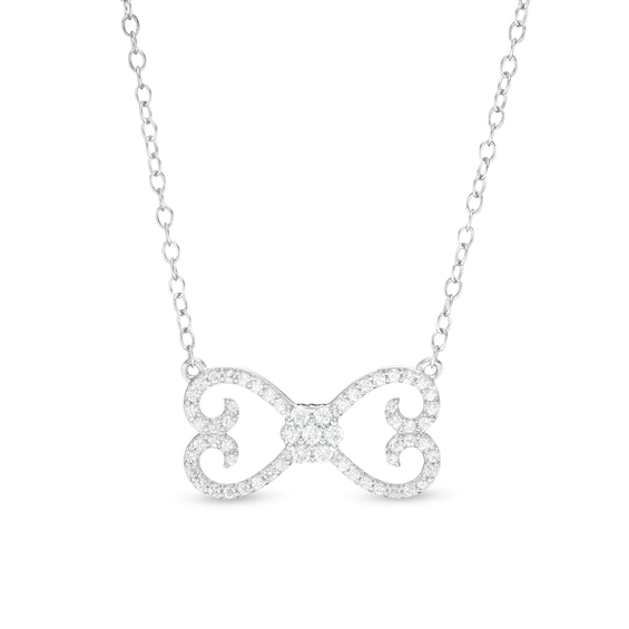 1/4 CT. T.w. Diamond Mirrored Hearts Necklace in Sterling Silver