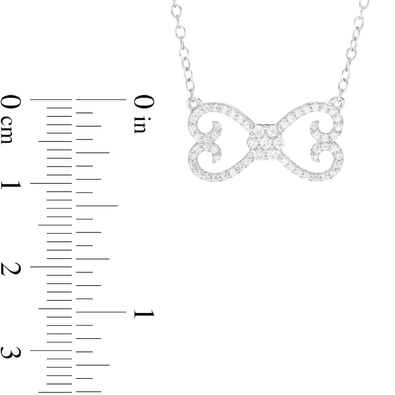 Main Image 3 of 1/4 CT. T.W. Diamond Mirrored Hearts Necklace in Sterling Silver