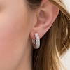 Thumbnail Image 2 of Diamond Accent Vintage-Style Hoop Earrings in Sterling Silver