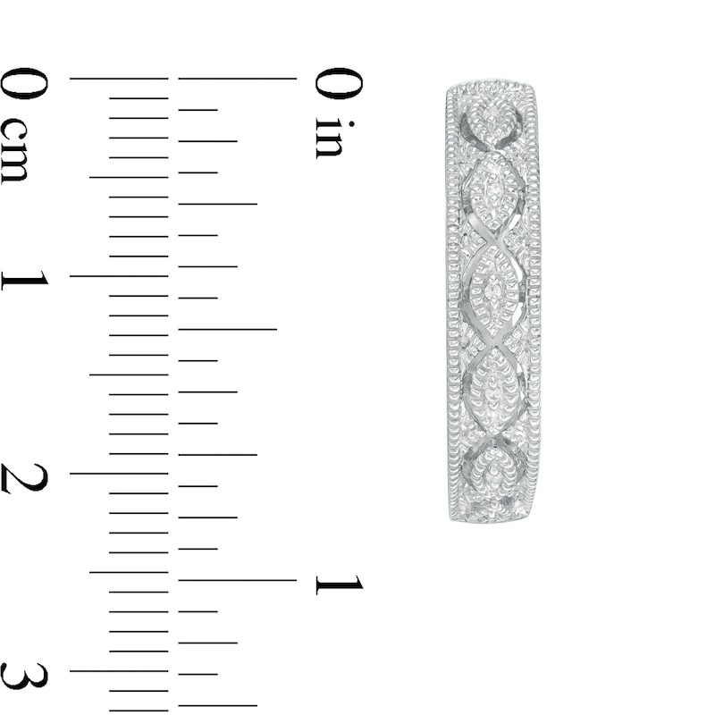 Main Image 3 of Diamond Accent Vintage-Style Hoop Earrings in Sterling Silver