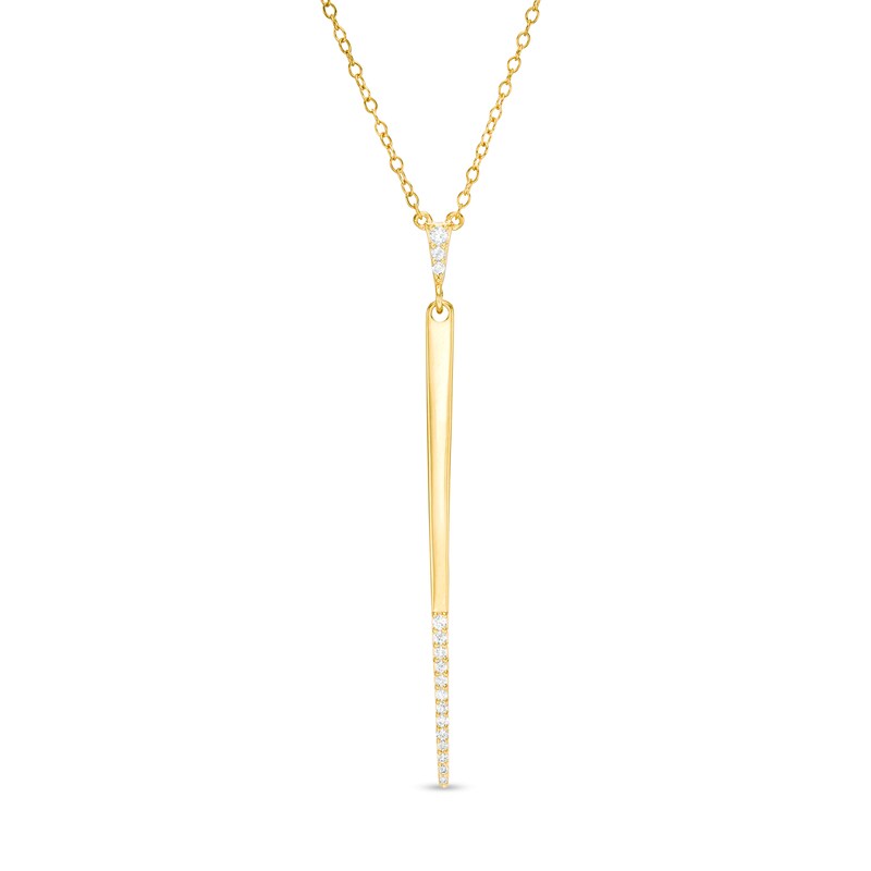 Main Image 1 of 1/8 CT. T.W. Diamond Stick "Y" Necklace in 10K Gold