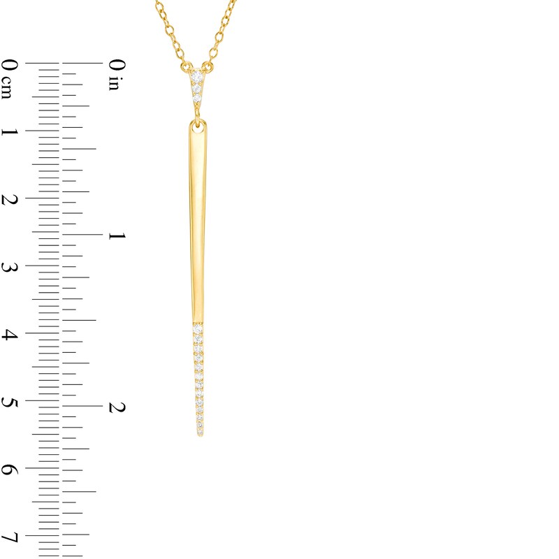 Main Image 3 of 1/8 CT. T.W. Diamond Stick "Y" Necklace in 10K Gold