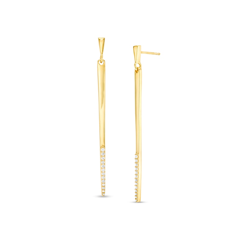 Main Image 1 of 1/5 CT. T.W. Diamond Elongated Stick Drop Earrings in 10K Gold