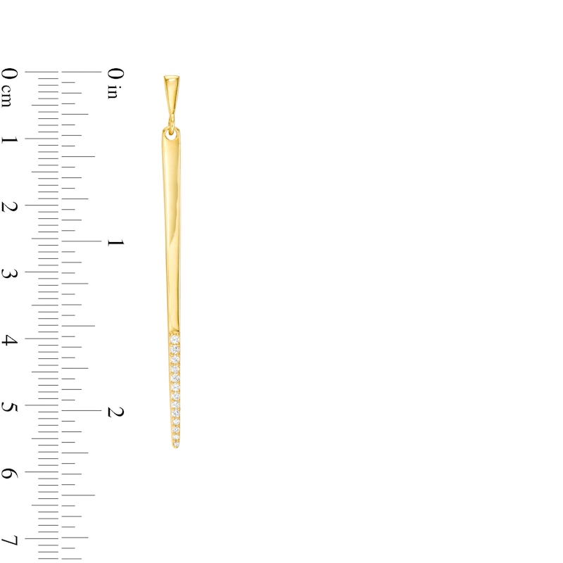 Main Image 3 of 1/5 CT. T.W. Diamond Elongated Stick Drop Earrings in 10K Gold