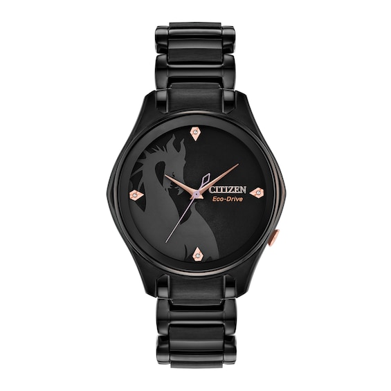 Ladies' Citizen Eco-DriveÂ® Villains Maleficent Diamond Accent Black IP Watch with Black Dial (Model: Em0595-51W)