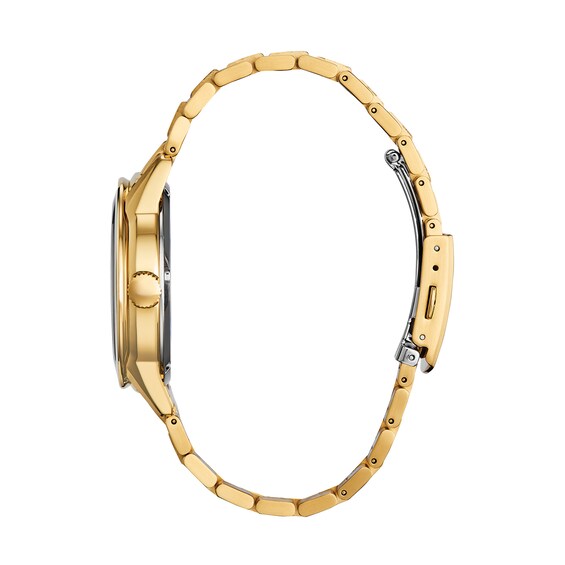 Men's Citizen Eco-DriveÂ® Mickey Mouse Limited Edition Diamond Accent Gold-Tone Watch with Red Dial (Model: Fe7082-53W)