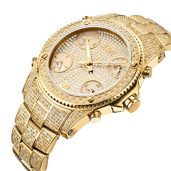 Men's JBW Jet Setter 2-1/3 CT. T.w. Diamond 18K Gold Plate Watch (Model: Jb-6213-A)