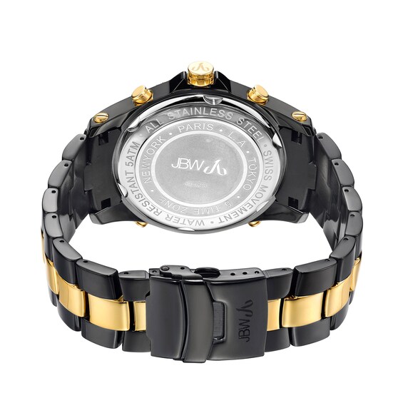Men's JBW Jet Setter 2-1/3 CT. T.w. Diamond 18K Gold Plate and Black IP Watch with Gold-Tone Dial (Model: Jb-6213-D)