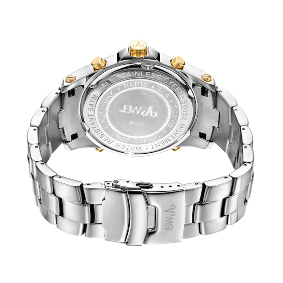Men's JBW Jet Setter 2-1/3 CT. T.w. Diamond 18K Gold Plate Two-Tone Watch with Gold-Tone Dial (Model: Jb-6213-E)