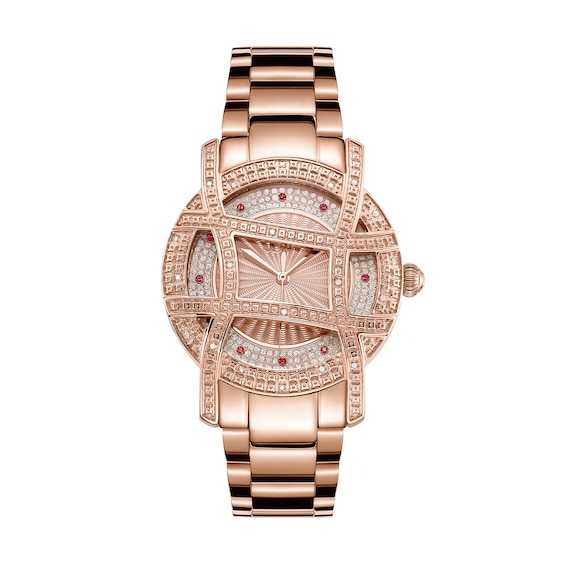 Ladies' JBW Olympia 10 YR 1/5 CT. T.W. Diamond and Crystal Accent 18K Rose Gold Plate Watch (Model: JB-6214-10A) Ladies' JBW Olympia 10 YR 1/5 CT. T.W. Diamond and Crystal Accent 18K Rose Gold Plate Watch (Model: JB-6214-10A)