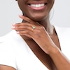 Thumbnail Image 2 of Oval Emerald and 1/5 CT. T.W. Diamond Frame Engagement Ring in 14K Gold