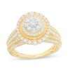 1 CT. T.W. Diamond Triple Frame Multi-Row Engagement Ring in 10K Gold