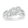 Thumbnail Image 1 of 1/2 CT. T.W. Diamond Past Present Future® Frame Split Shank Bypass Ring in 10K White Gold