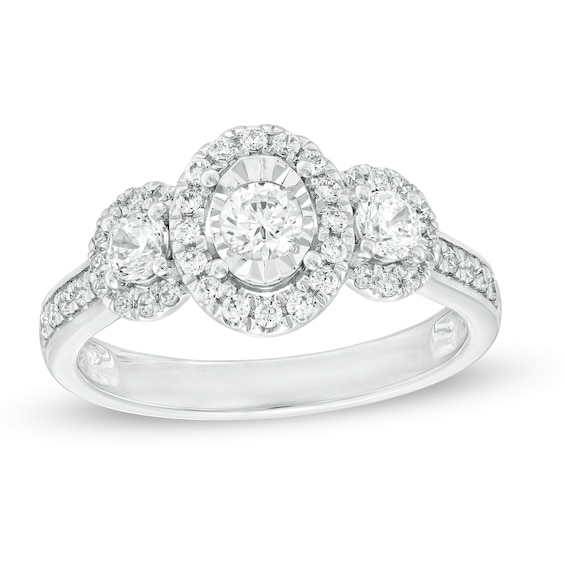 3/4 CT. T.w. Diamond Past Present FutureÂ® Oval Frame Ring in 10K White Gold
