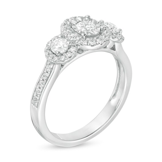 3/4 CT. T.w. Diamond Past Present FutureÂ® Oval Frame Ring in 10K White Gold