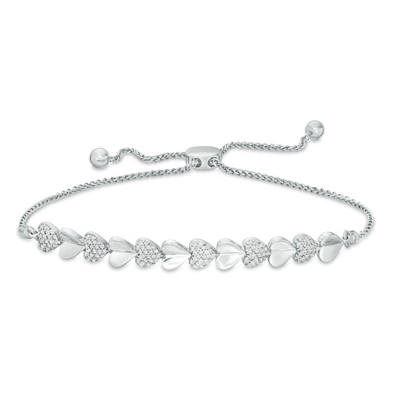 1/3 CT. T.W. Diamond Sideways Heart Bolo Bracelet in Sterling Silver - 9.5" 1/3 CT. T.W. Diamond Sideways Heart Bolo Bracelet in Sterling Silver - 9.5"