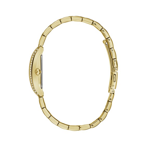 Ladies' Caravelle by Bulova Crystal Accent Gold-Tone Watch with Rectangular Black Dial (Model: 44L253) Ladies' Caravelle by Bulova Crystal Accent Gold-Tone Watch with Rectangular Black Dial (Model: 44L253)