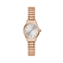 Ladies' Caravelle by Bulova Rose-Tone Expansion Watch with Silver-Tone Dial (Model: 44L254)
