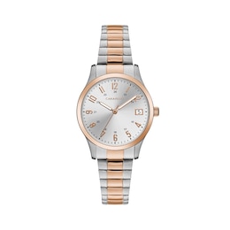 Ladies' Caravelle by Bulova Two-Tone Expansion Watch with Silver-Tone Dial (Model: 45L183)