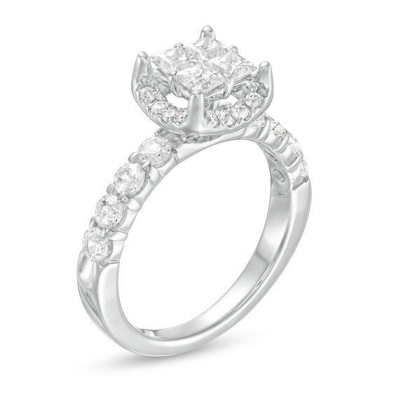 1-5/8 CT. T.w. Princess-Cut Quad Diamond Frame Engagement Ring in 14K White Gold