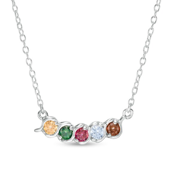 Mother's 3.0mm Birthstone "S" Necklace (3-10 Stones)