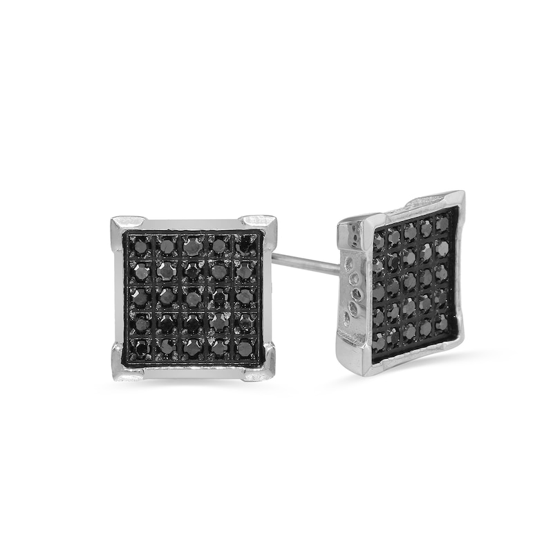 Men's 1/4 CT. T.W. Enhanced Black Composite Diamond Square Stud Earrings in Stainless Steel