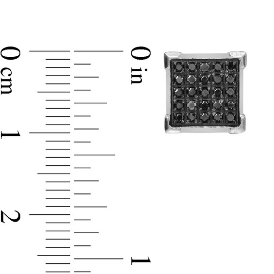1/4 CT. T.w. Enhanced Black Composite Diamond Square Stud Earrings in Stainless Steel