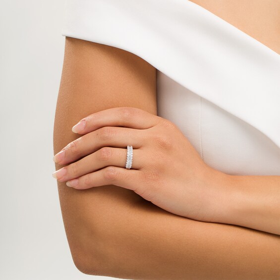 1 CT. T.w. Diamond Multi-Row Band in 14K White Gold