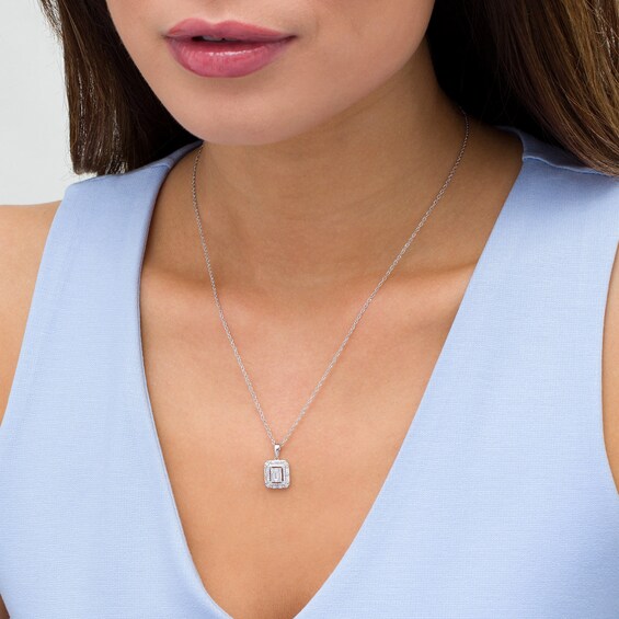 1/3 CT. T.W. Composite Diamond Double Octagonal Frame Pendant in 10K White Gold 1/3 CT. T.W. Composite Diamond Double Octagonal Frame Pendant in 10K White Gold